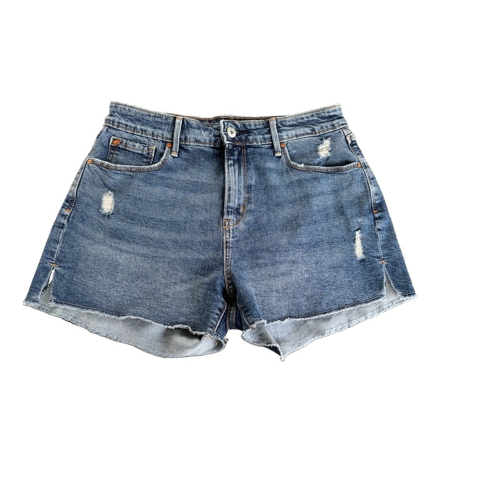 Levi's Denizen High Rise Distressed Denim Shorts Raw Hem EUC
